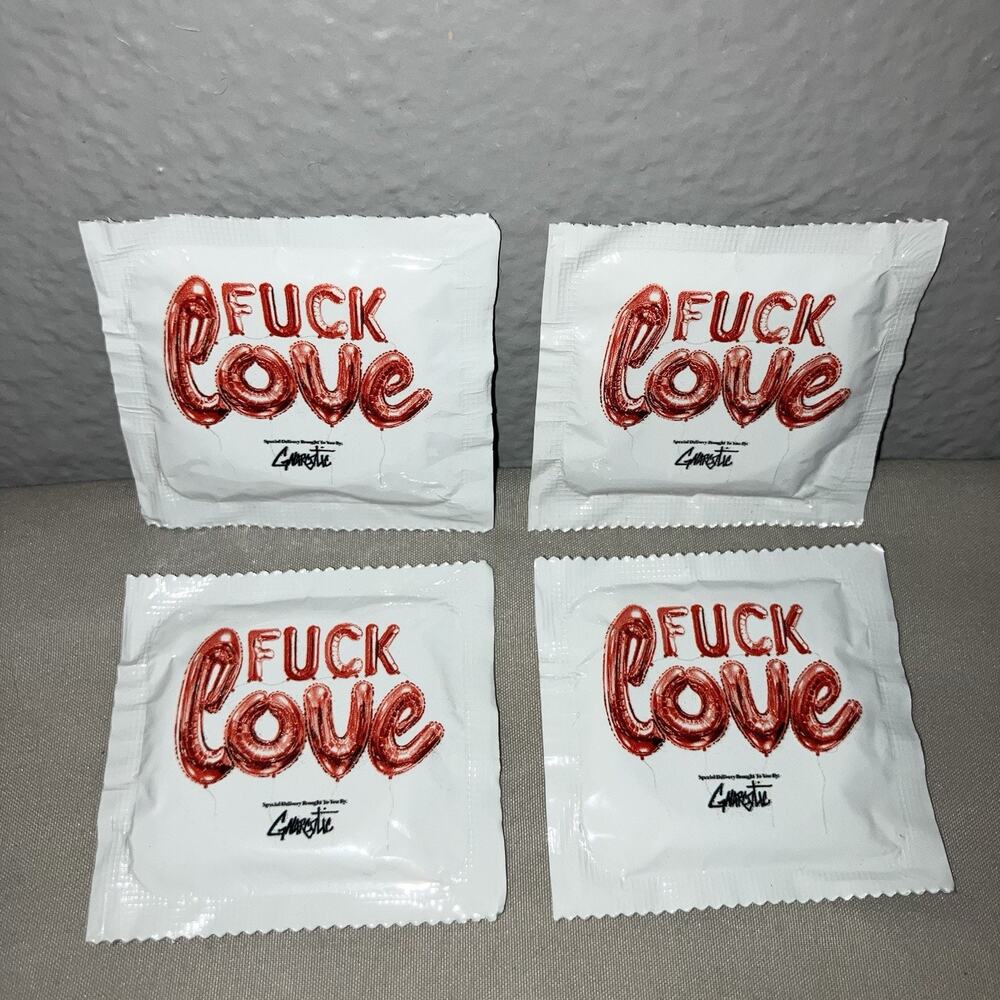 Gnarcotic Brand F*** Love Condom White Version 4x Single Hype Condoms Bundle Lot